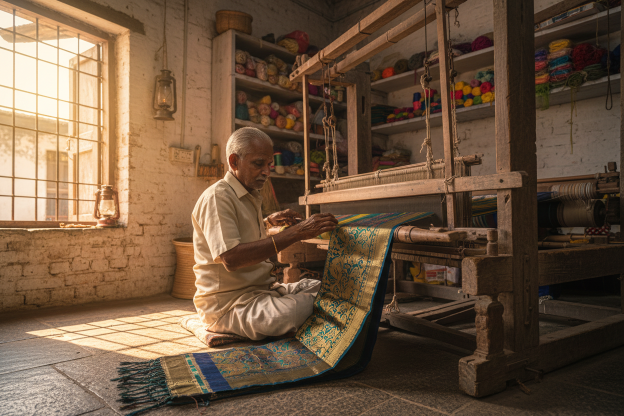 A weaver at the loom